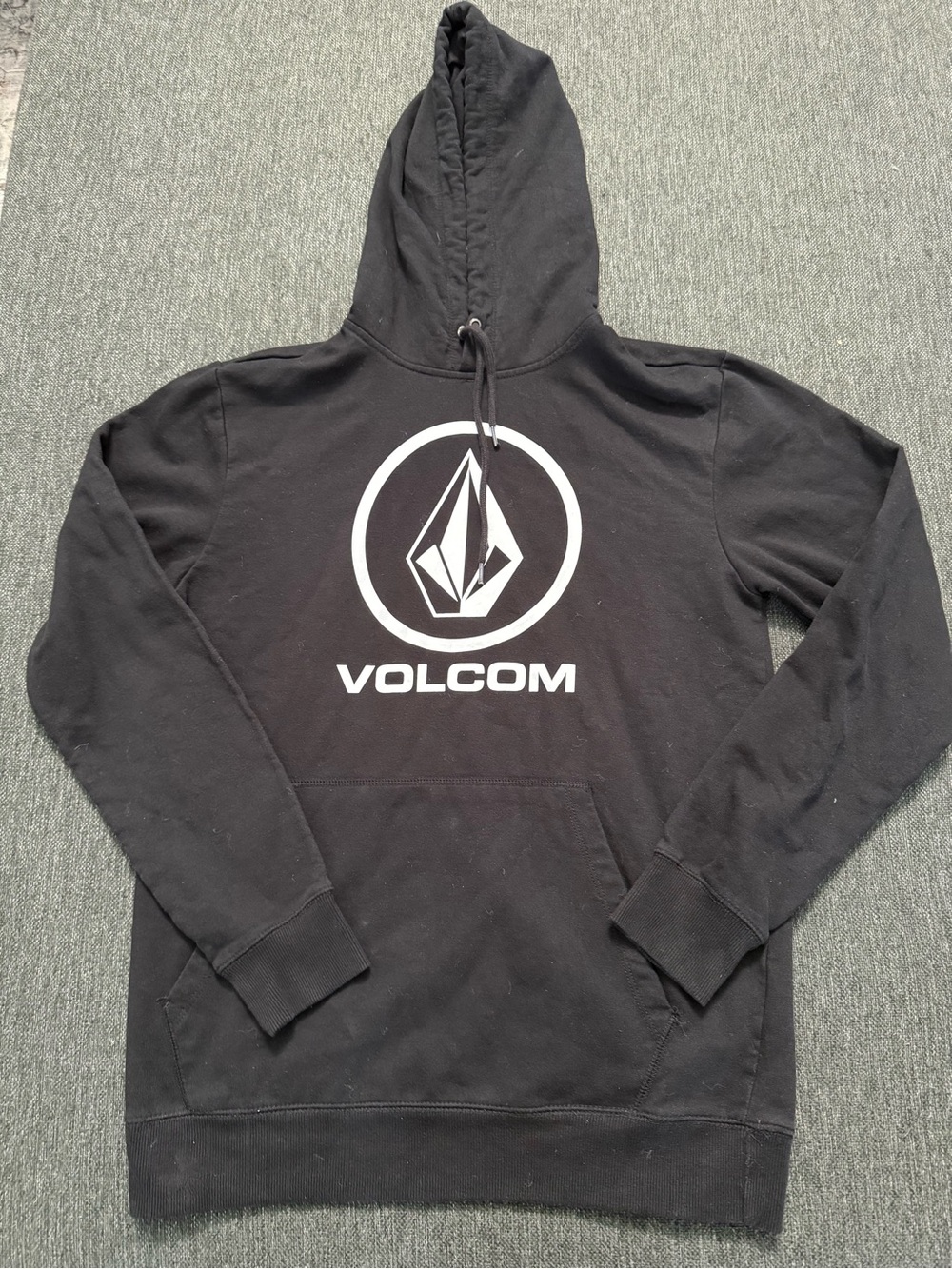 Men’s or women’s Volcom Black Hoodie with White Logo - size Medium great cond